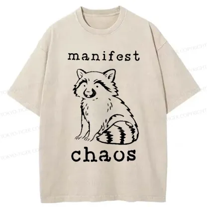 Tokyo-Tiger Manifest Chaos Raccoon Washed T-Shirt