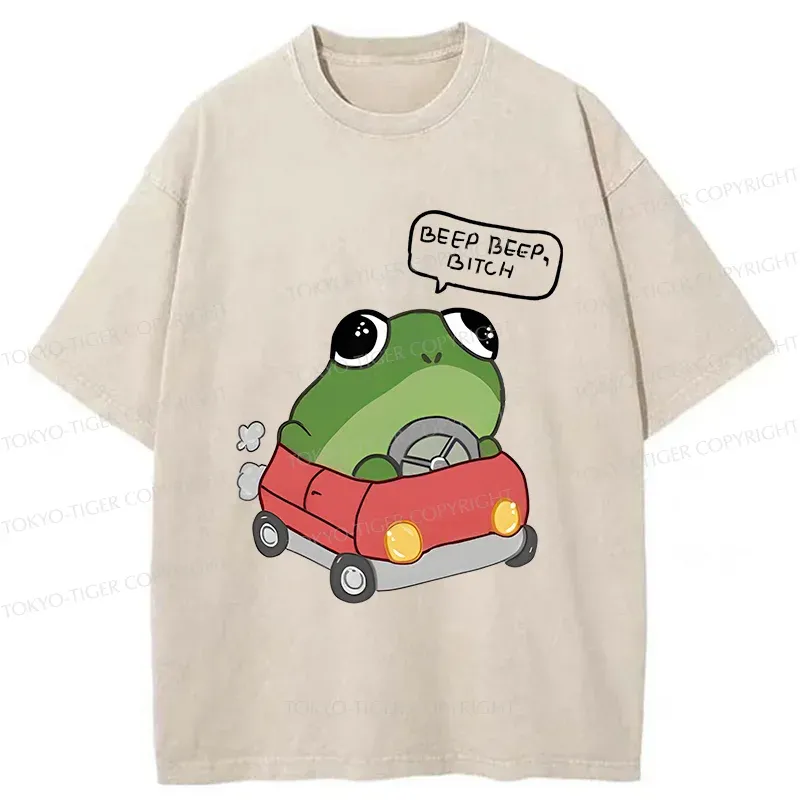 Tokyo-Tiger Frog Driving Washed T-Shirt