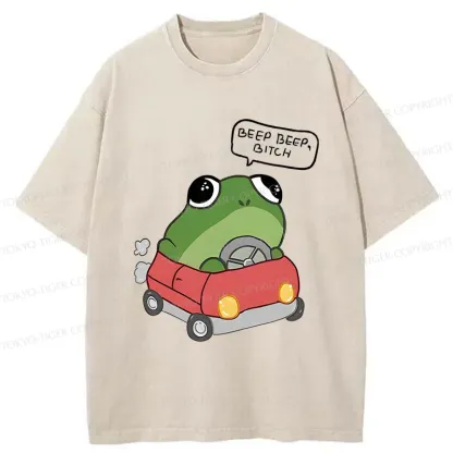 Tokyo-Tiger Frog Driving Washed T-Shirt