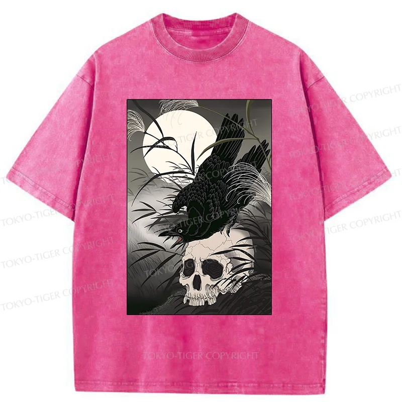 Tokyo-Tiger Ukiyoe Crow Washed T-Shirt