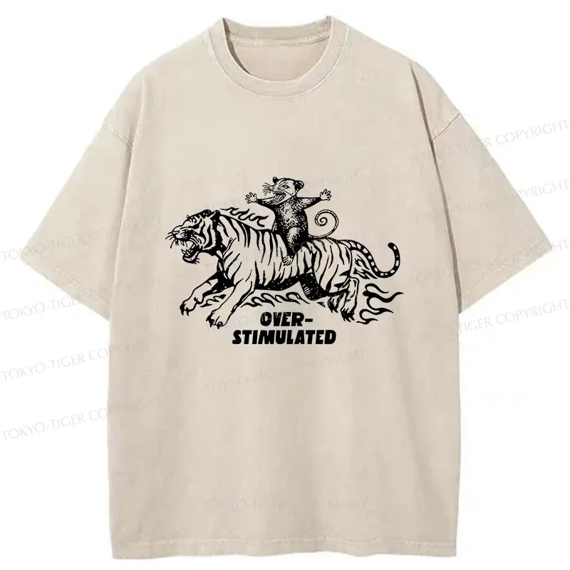 Tokyo-Tiger Possum Riding A Tiger Washed T-Shirt
