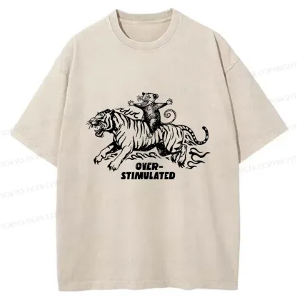 Tokyo-Tiger Possum Riding A Tiger Washed T-Shirt