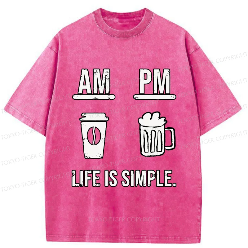 Tokyo-Tiger Coffee In The Morning And Beer In The Evening Washed T-Shirt