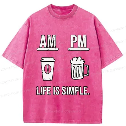 Tokyo-Tiger Coffee In The Morning And Beer In The Evening Washed T-Shirt