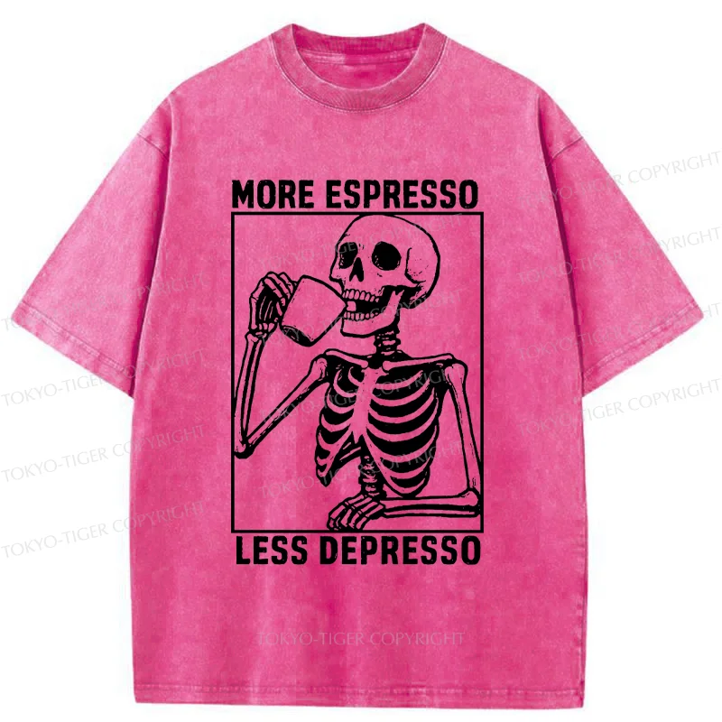 Tokyo-Tiger Skeleton Drinking Coffee Washed T-Shirt