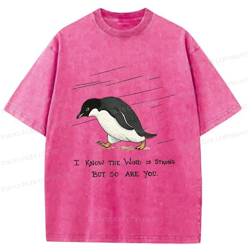 Tokyo-Tiger Penguins Walking In The Rain Washed T-Shirt