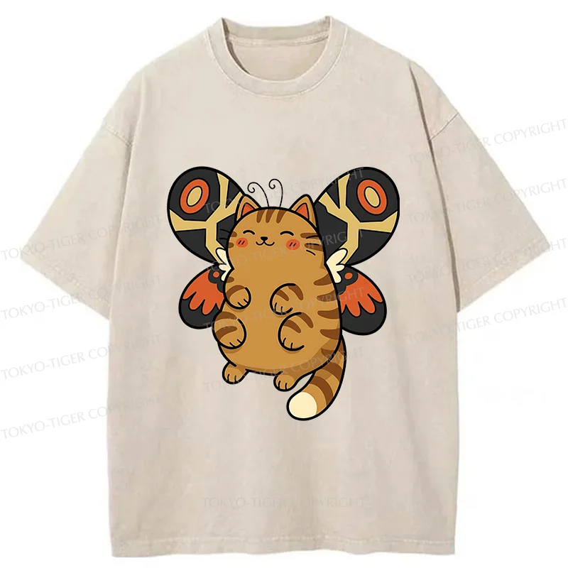 Tokyo-Tiger Cat Butterfly Washed T-Shirt