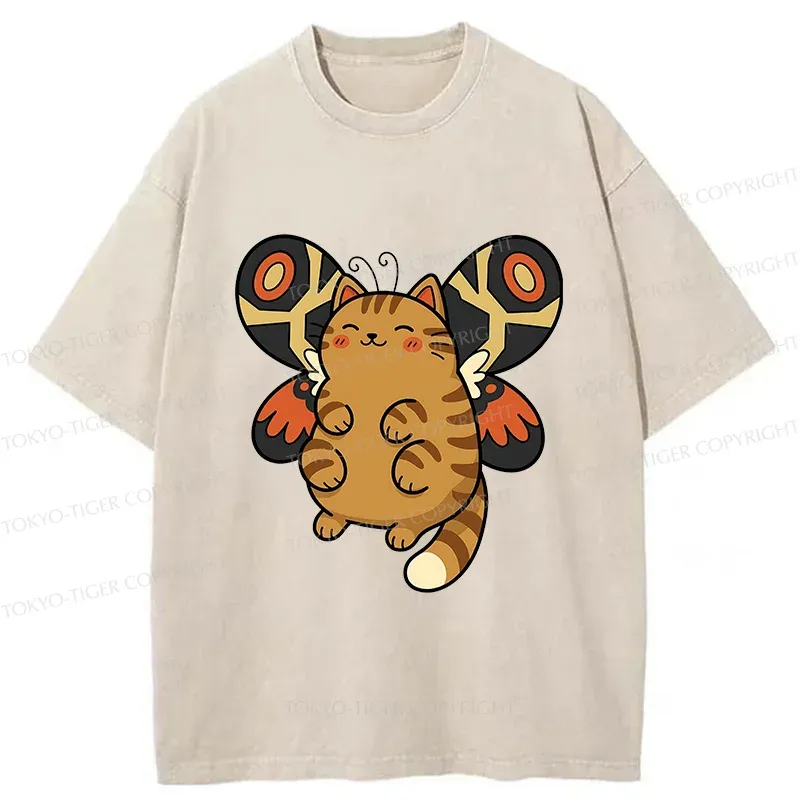Tokyo-Tiger Cat Butterfly Washed T-Shirt