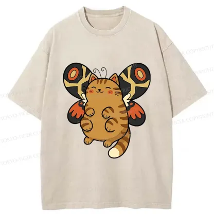 Tokyo-Tiger Cat Butterfly Washed T-Shirt