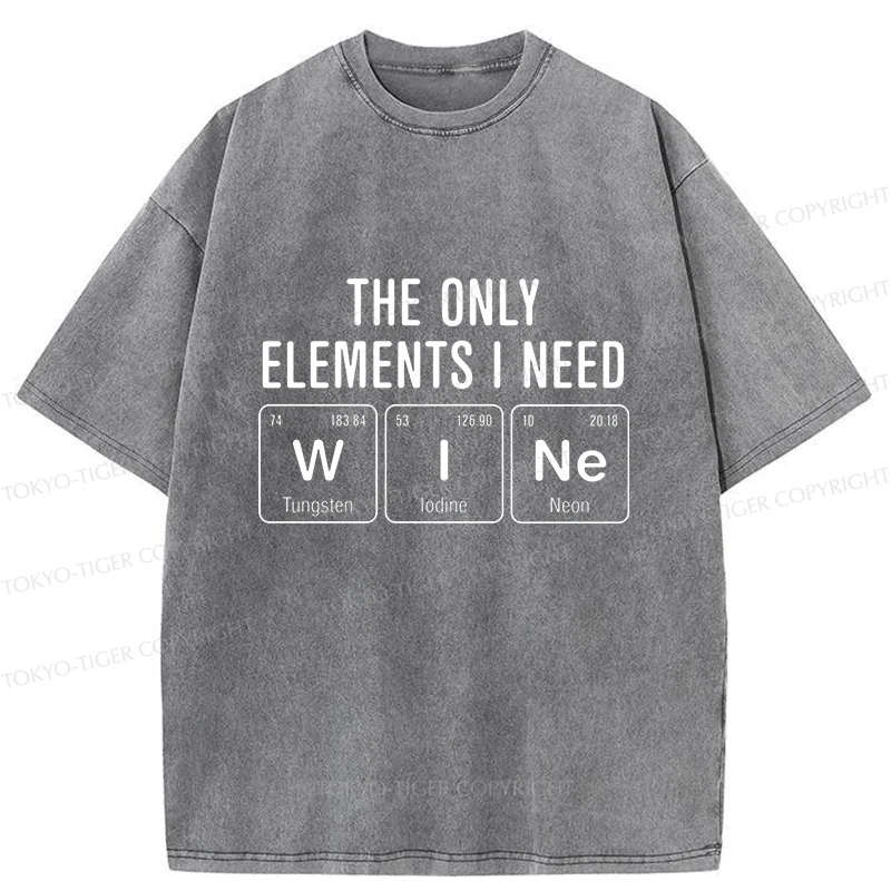 Tokyo-Tiger Wine Element Funny Washed T-Shirt