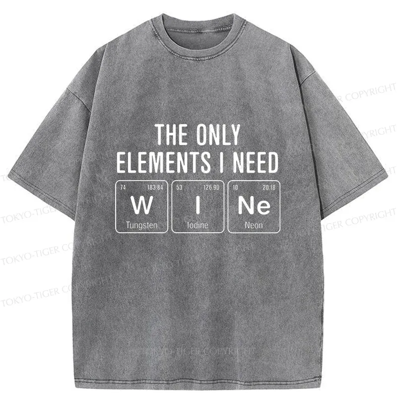 Tokyo-Tiger Wine Element Funny Washed T-Shirt