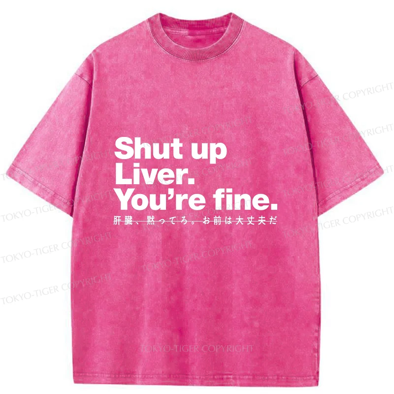 Tokyo-Tiger Liver And Alcohol Funny Washed T-Shirt