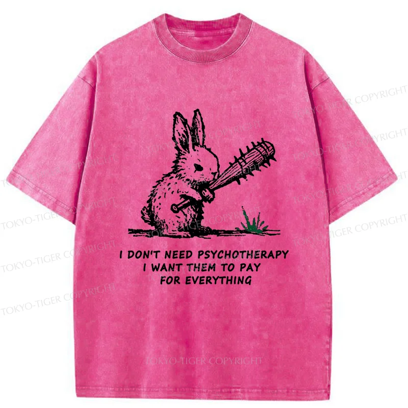 Tokyo-Tiger Violent Rabbit Funny Washed T-Shirt