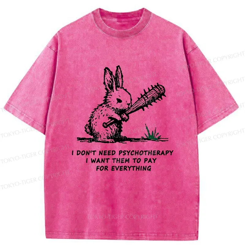 Tokyo-Tiger Violent Rabbit Funny Washed T-Shirt