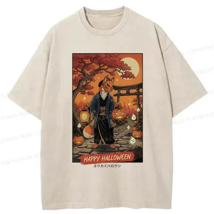 Tokyo-Tiger Halloween Fox Demon Washed T-Shirt