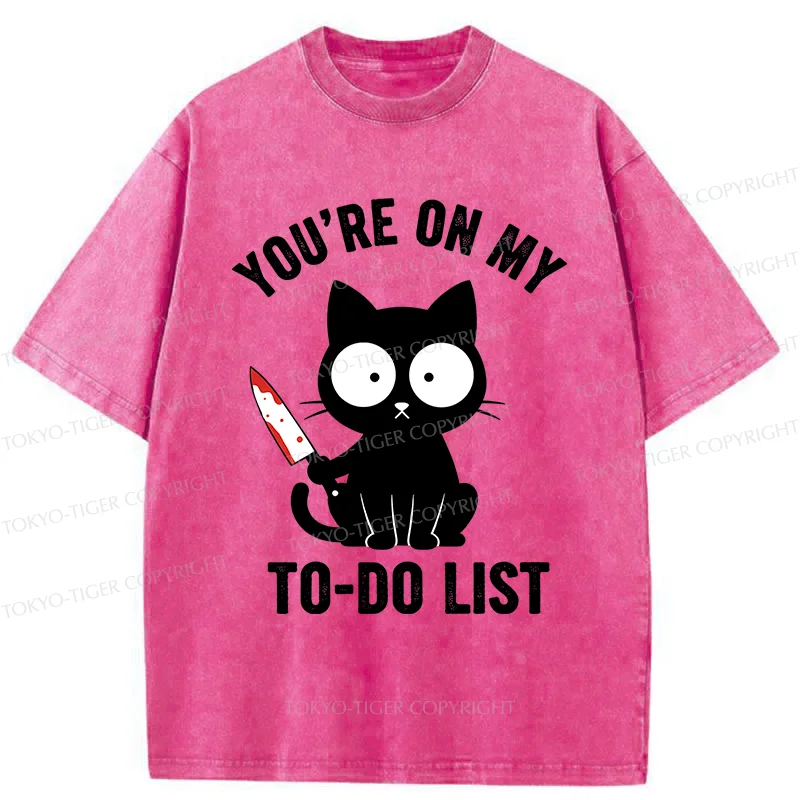 Tokyo-Tiger Cat Ready To Murder Washed T-Shirt