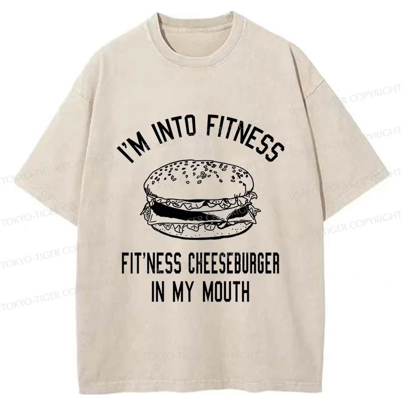 Tokyo-Tiger Fitness Cheeseburger Washed T-Shirt