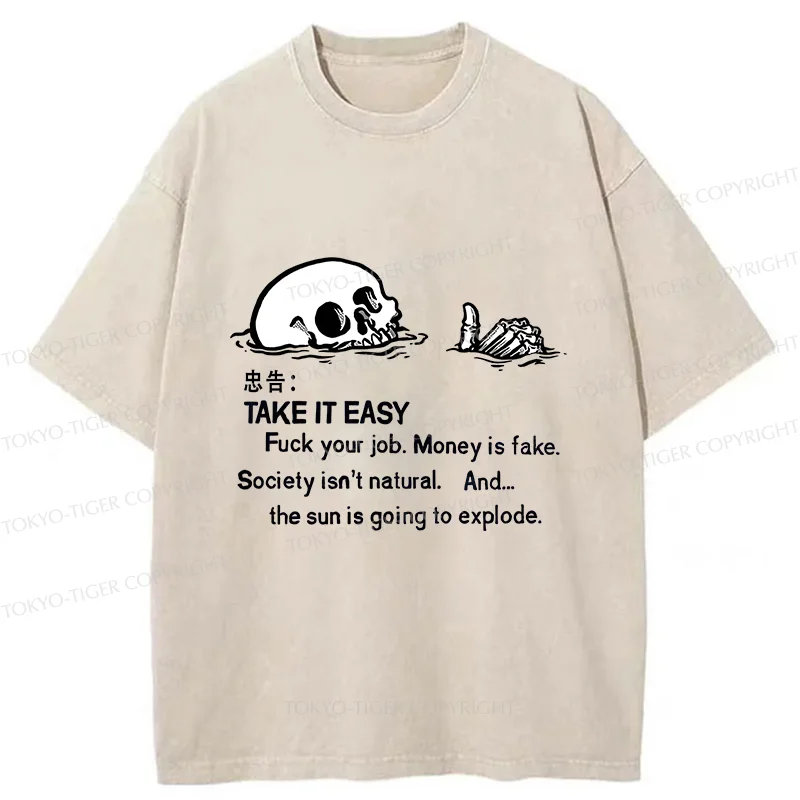 Tokyo-Tiger Skeleton Ridicule Washed T-Shirt