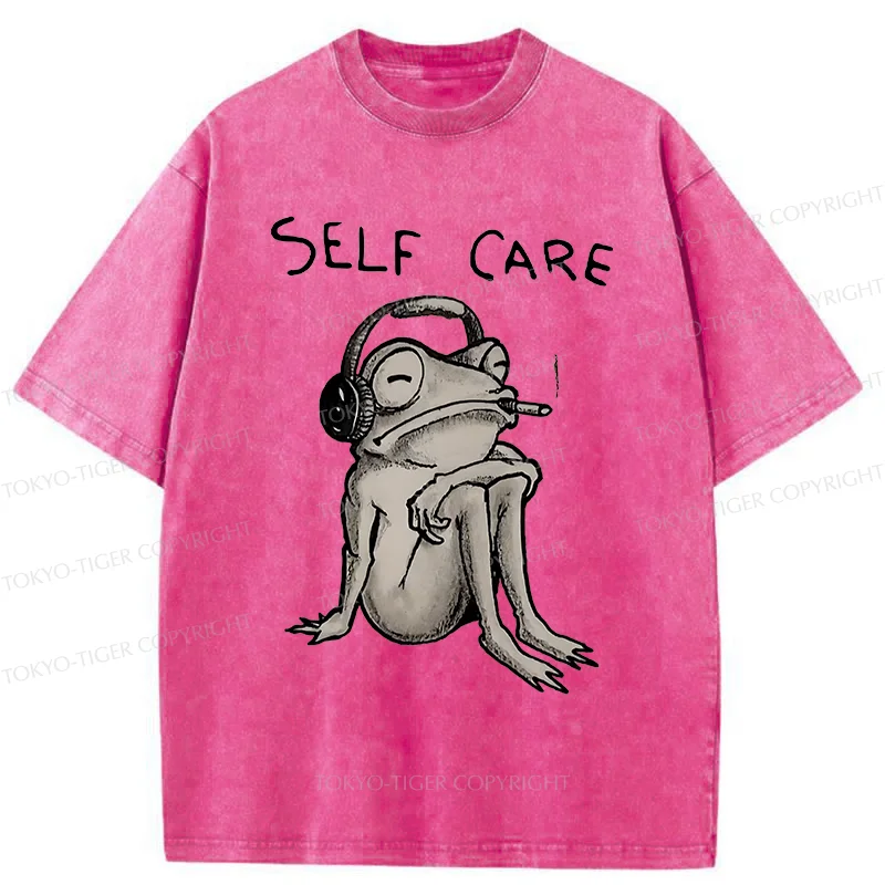 Tokyo-Tiger Self Care Music Frog Washed T-Shirt