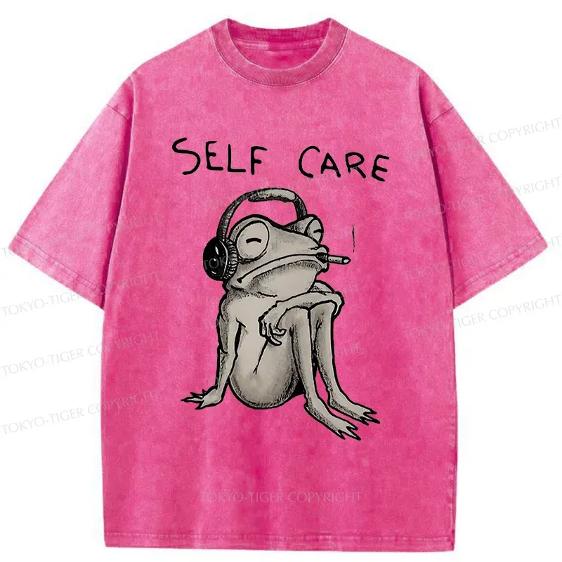 Tokyo-Tiger Self Care Music Frog Washed T-Shirt