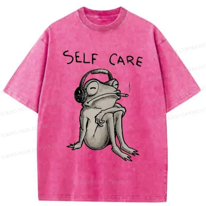 Tokyo-Tiger Self Care Music Frog Washed T-Shirt