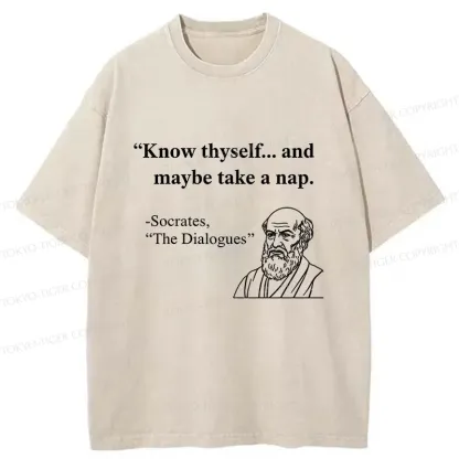 Tokyo-Tiger Socrates' Philosophy Funny Washed T-Shirt