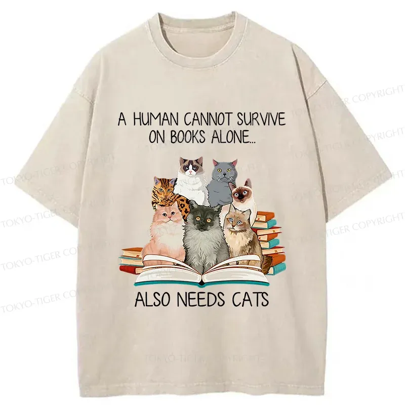 Tokyo-Tiger Cats Are A Necessity For Humans Washed T-Shirt