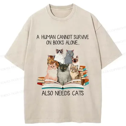 Tokyo-Tiger Cats Are A Necessity For Humans Washed T-Shirt