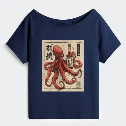 Tokyo-Tiger Osaka Saké Octopus Off Shoulder T-Shirt