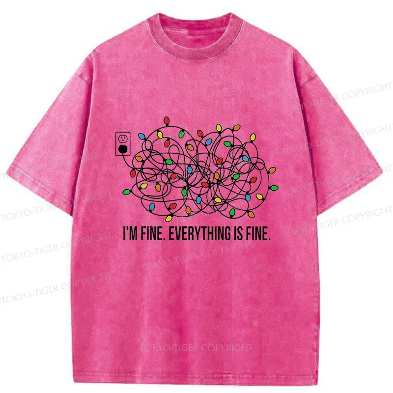 Tokyo-Tiger Light String Funny Washed T-Shirt