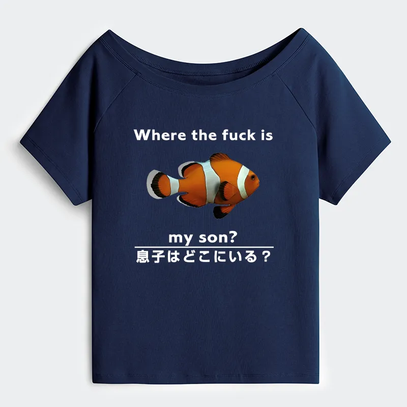 Tokyo-Tiger Fish Looking For Son Off Shoulder T-Shirt