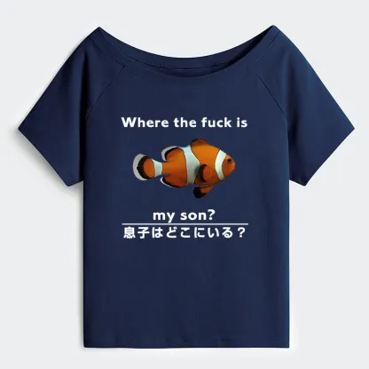 Tokyo-Tiger Fish Looking For Son Off Shoulder T-Shirt