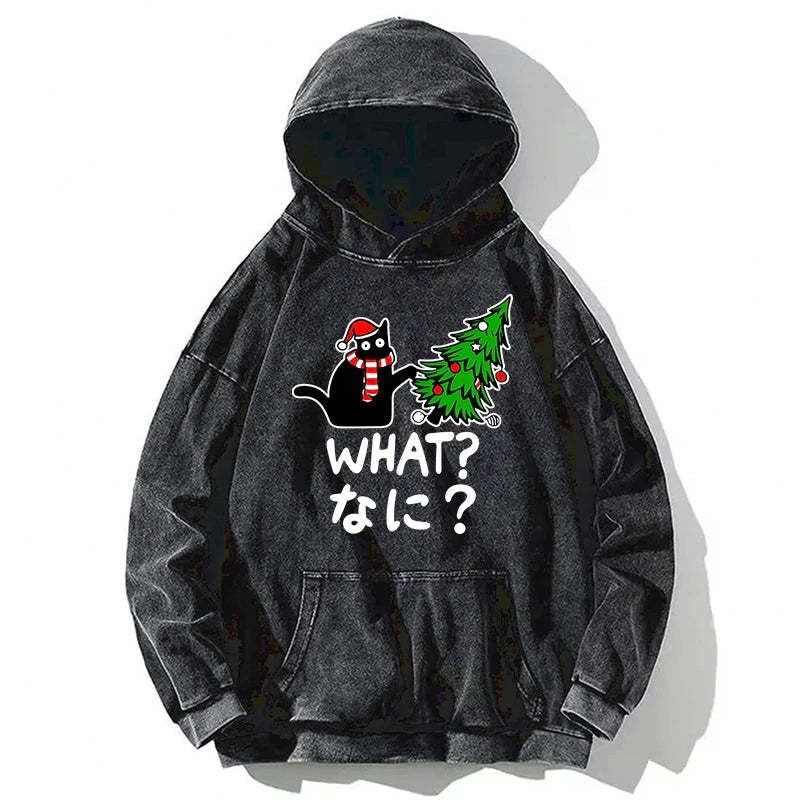 Tokyo-Tiger Naughty Cat Christmas Washed Hoodie