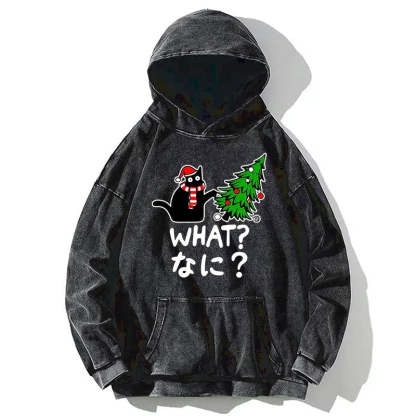 Tokyo-Tiger Naughty Cat Christmas Washed Hoodie