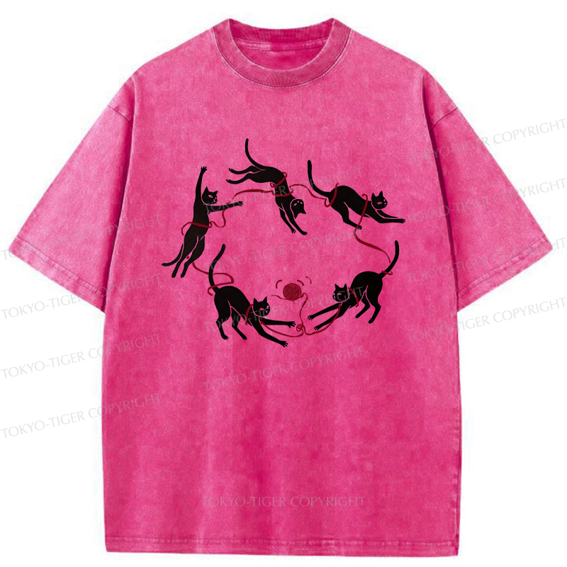 Tokyo-Tiger A Kitten Playing With Yarn Washed T-Shirt