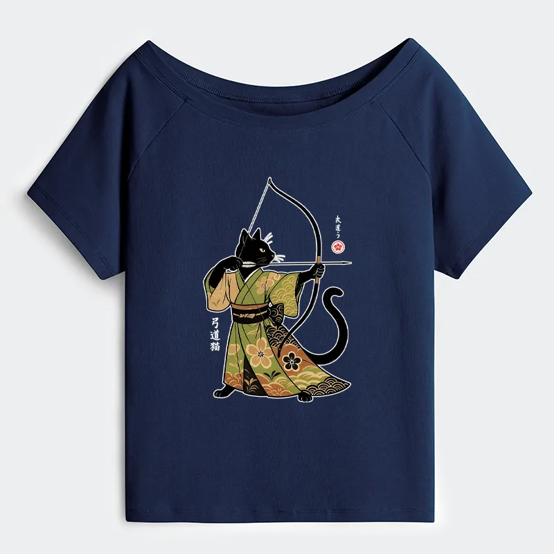 Tokyo-Tiger Japan Cat Archery Off Shoulder T-Shirt