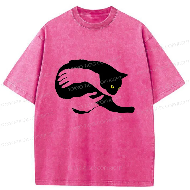 Tokyo-Tiger Holding A Cat Washed T-Shirt