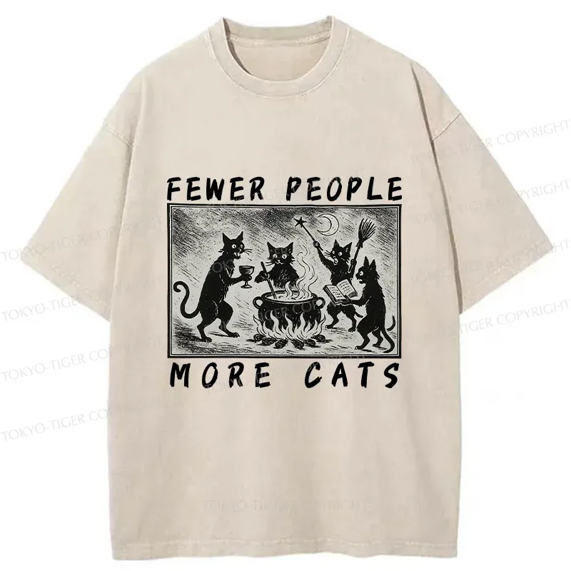 Tokyo-Tiger More Cats Funny Washed T-Shirt