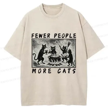 Tokyo-Tiger More Cats Funny Washed T-Shirt