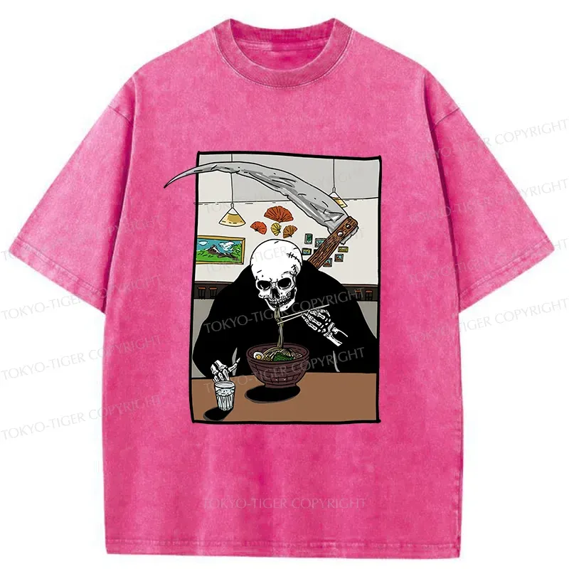 Tokyo-Tiger Death Eats Ramen Washed T-Shirt