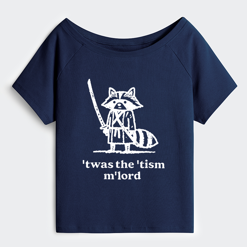 Tokyo-Tiger Focused Samurai Raccoon Off Shoulder T-Shirt