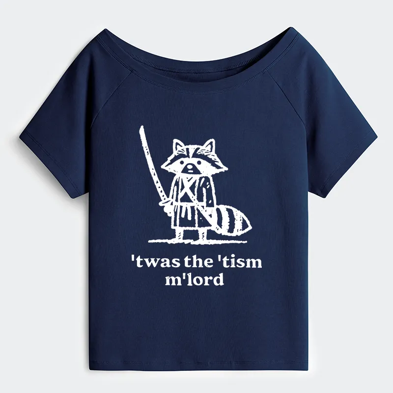 Tokyo-Tiger Focused Samurai Raccoon Off Shoulder T-Shirt