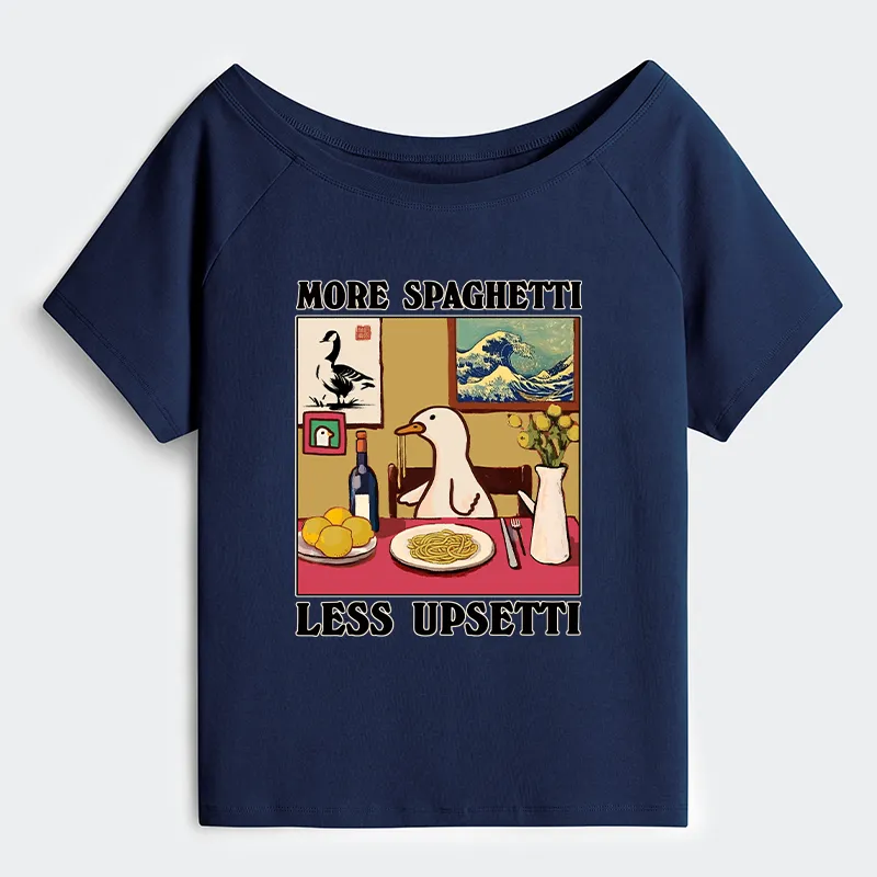 Tokyo-Tiger More Spaghetti Less Upsetti Goose Off Shoulder T-Shirt