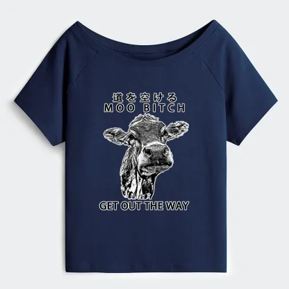 Tokyo-Tiger Funny Cow Off Shoulder T-Shirt