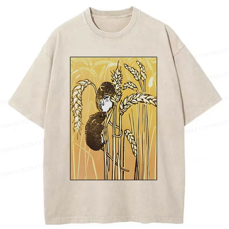 Tokyo-Tiger Rats Steal Rice Washed T-Shirt