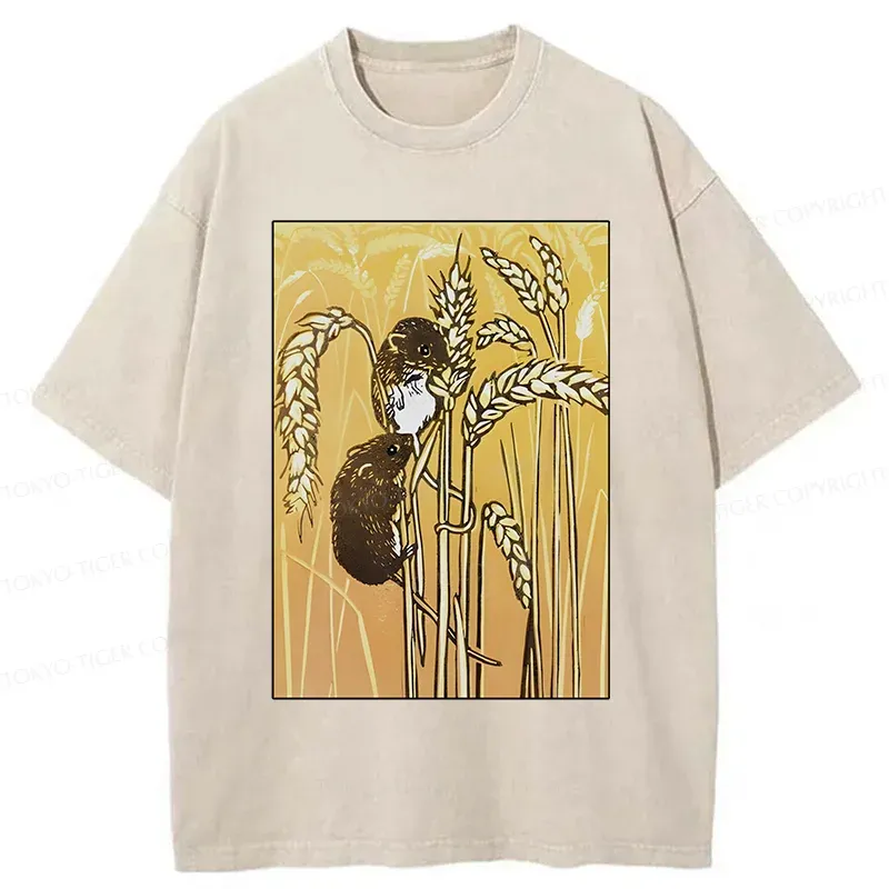 Tokyo-Tiger Rats Steal Rice Washed T-Shirt