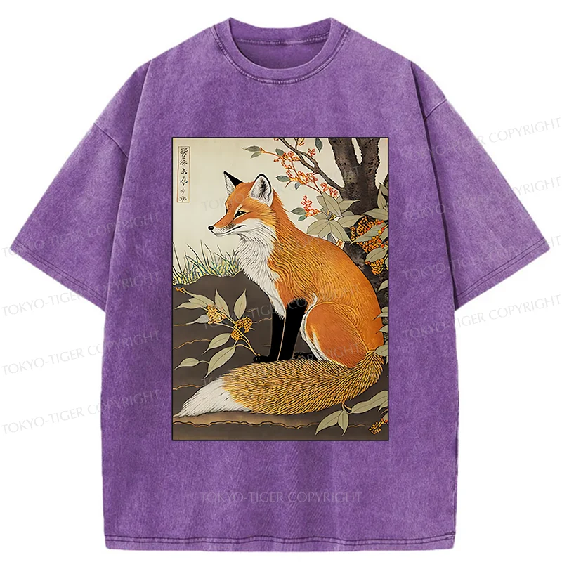 Tokyo-Tiger Ukiyo-e Fox Washed T-Shirt