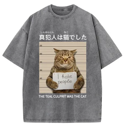 Tokyo-Tiger The Culprit Is The Cat Washed T-Shirt