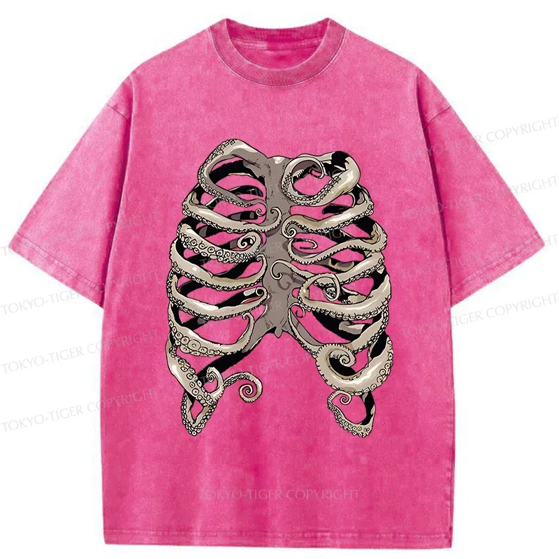 Tokyo-Tiger Octopus Skeleton Washed T-Shirt