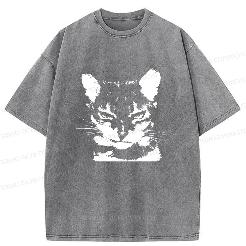 Tokyo-Tiger Smirking Cat Washed T-Shirt